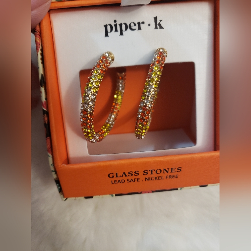 Piper K Orange and Yellow Hoop Earrings